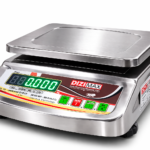 Dizimax ZIT-20MFR 20kg x 1g Digital Weighing Scale with Front and Back Red Double Display, Small Stainless Steel Pan, 7x9" for Kirana shop, Grocery Store and factory (Off-White)